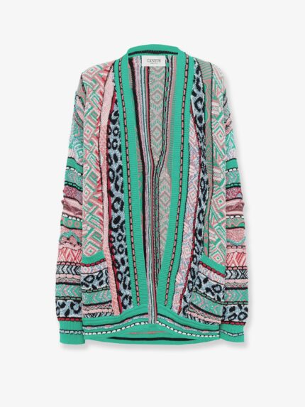 Laneus Multicolor Jacquard Cotton Cardigan