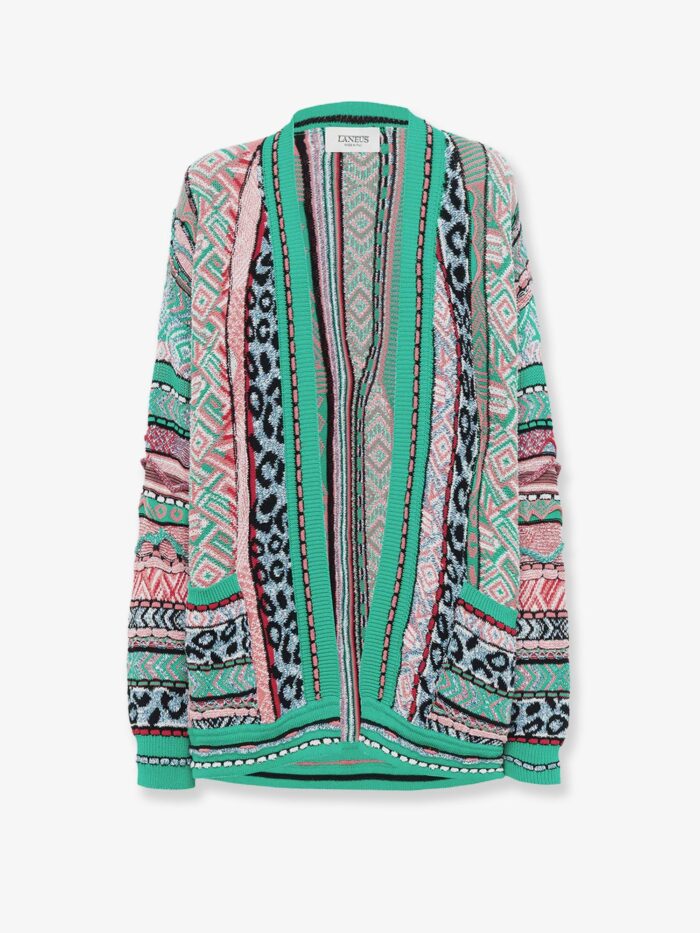 Laneus Multicolor Jacquard Cotton Cardigan