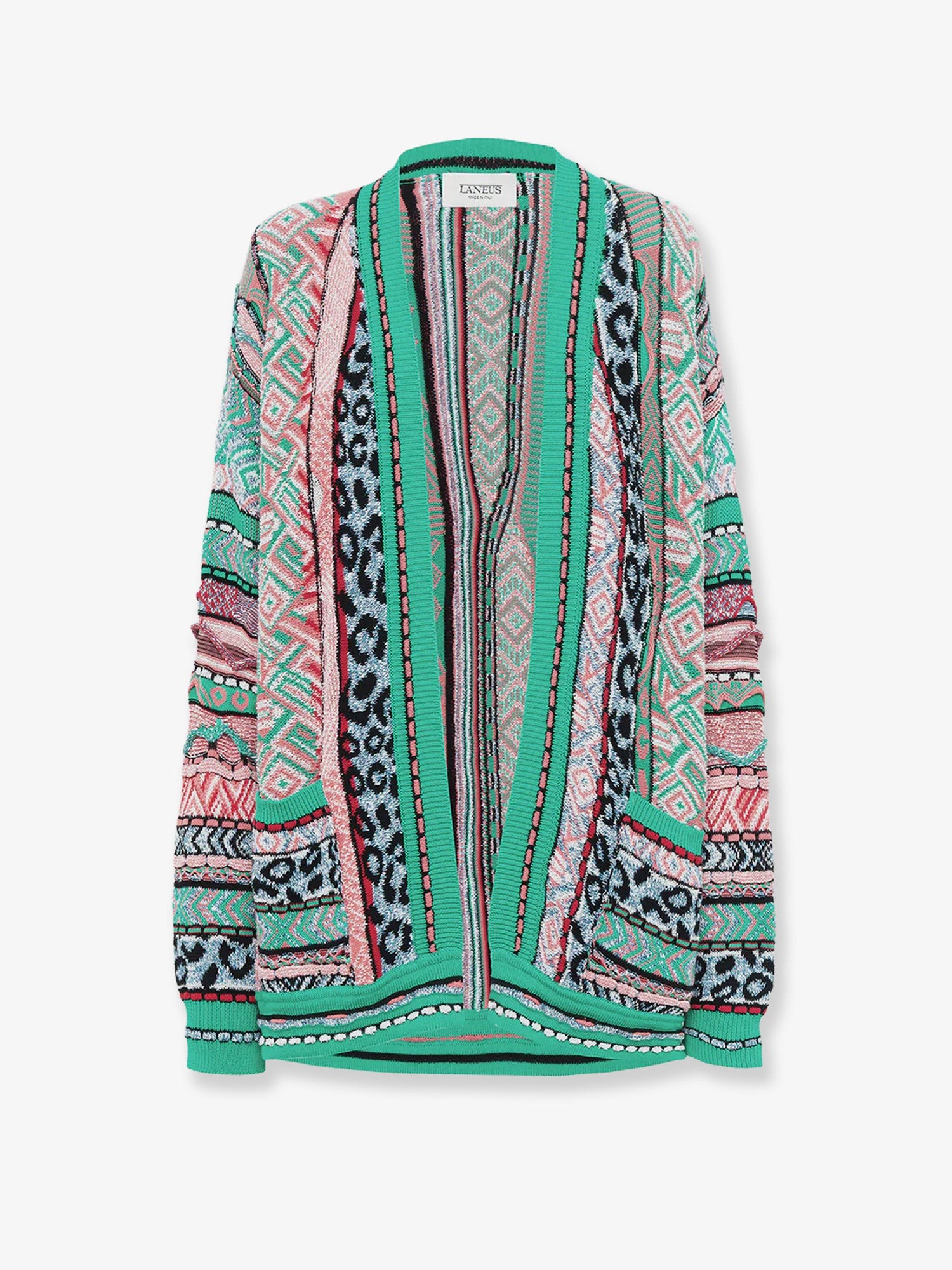 Laneus Multicolor Jacquard Cotton Cardigan