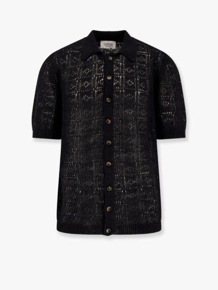 Laneus Perforated Linen And Cotton Cardigan
