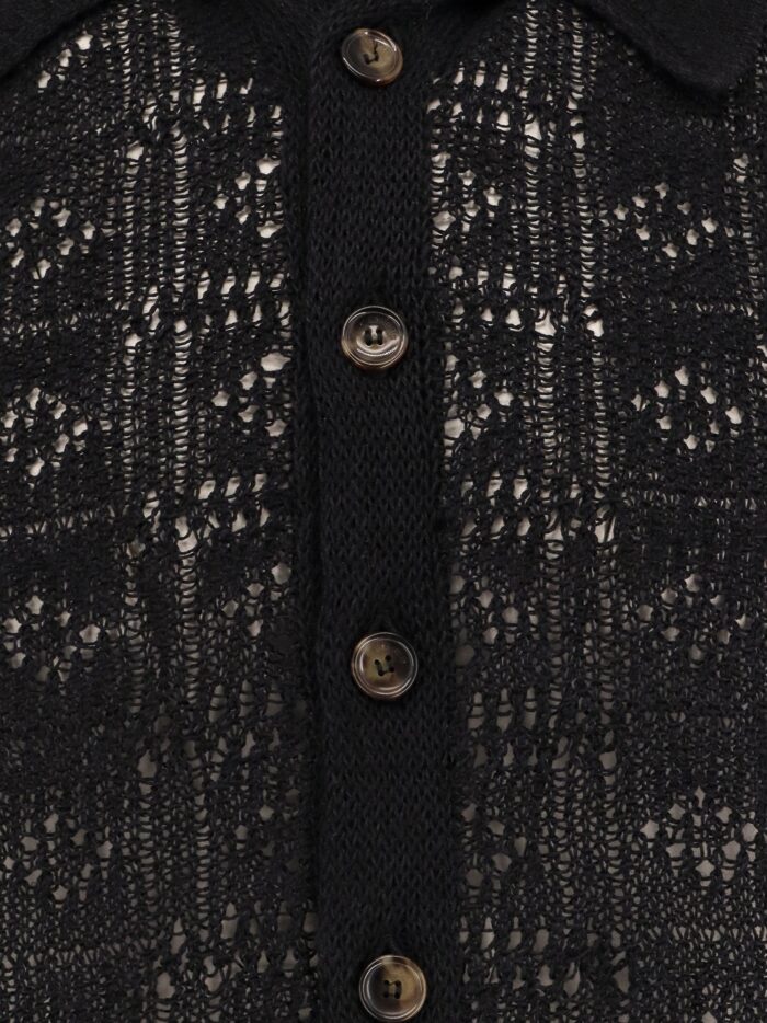 Laneus Perforated Linen And Cotton Cardigan