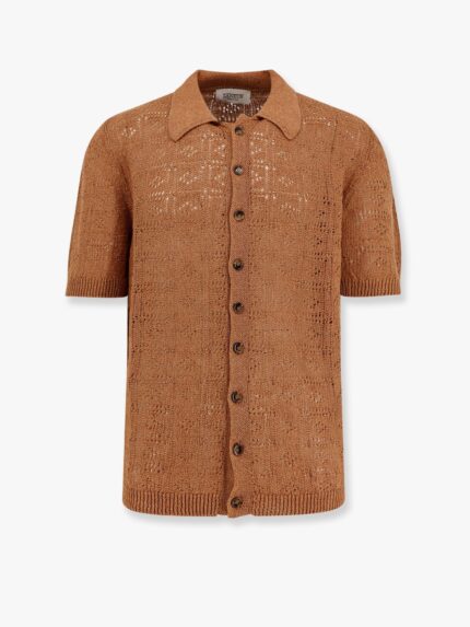 Laneus Perforated Linen And Cotton Cardigan