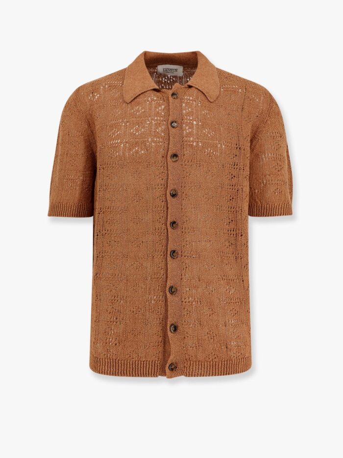 Laneus Perforated Linen And Cotton Cardigan