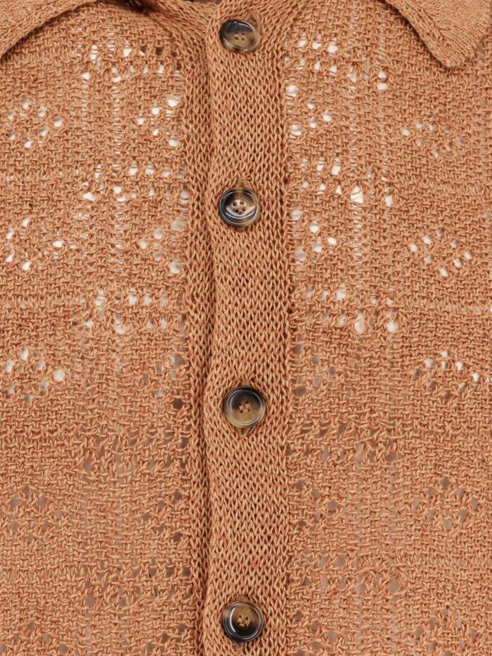 Laneus Perforated Linen And Cotton Cardigan