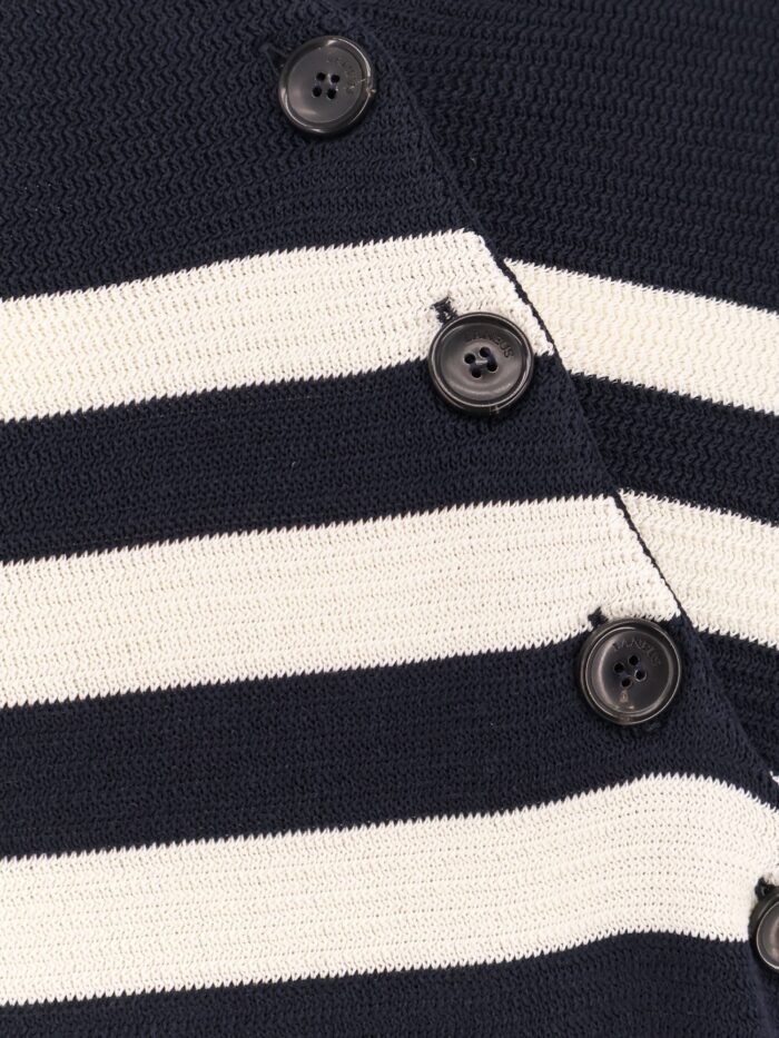 Laneus Striped Cotton Sweater With Diagonal Buttons