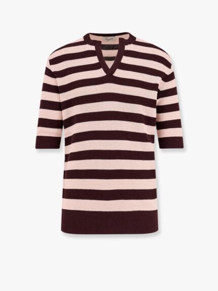 Laneus Striped Knitted Cotton Sweater