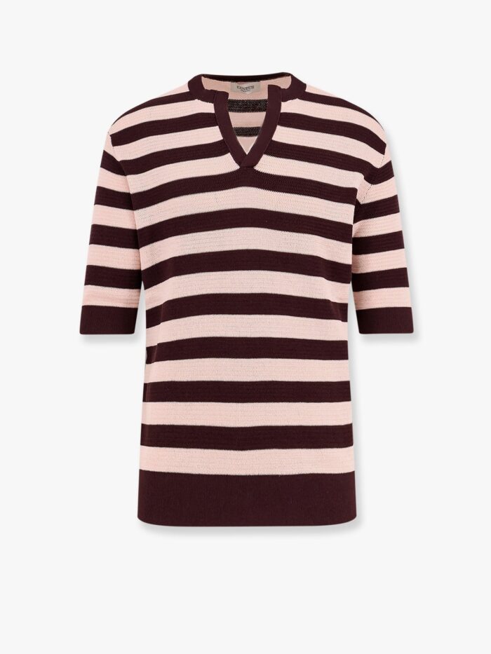 Laneus Striped Knitted Cotton Sweater