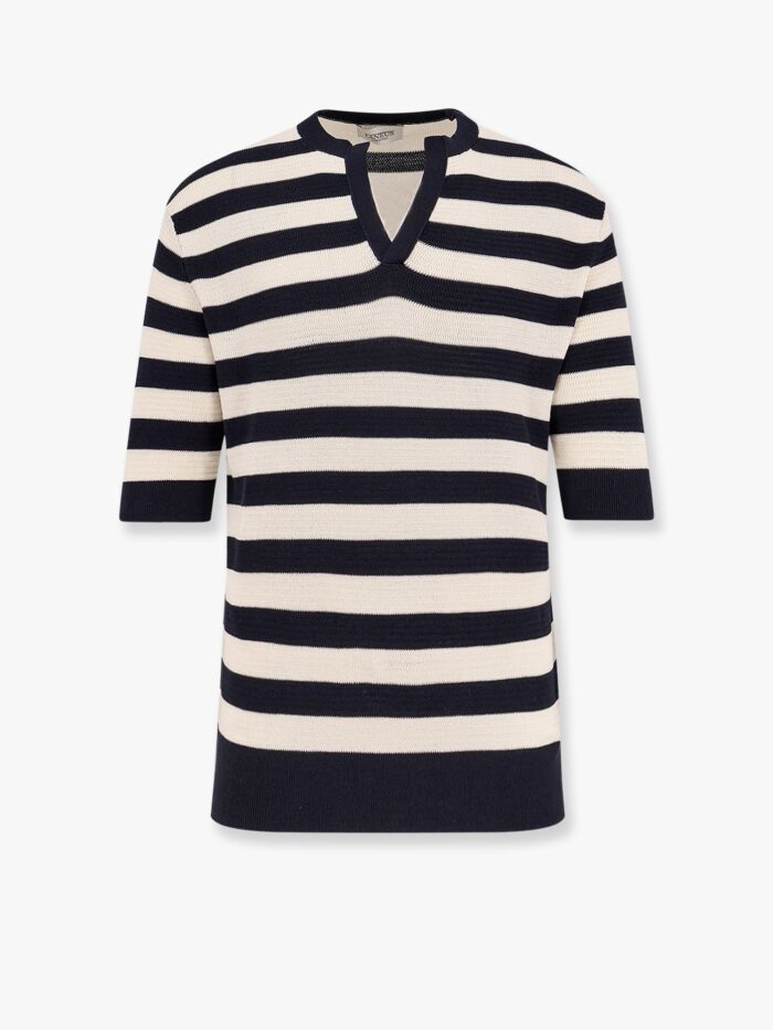 Laneus Striped Knitted Cotton Sweater
