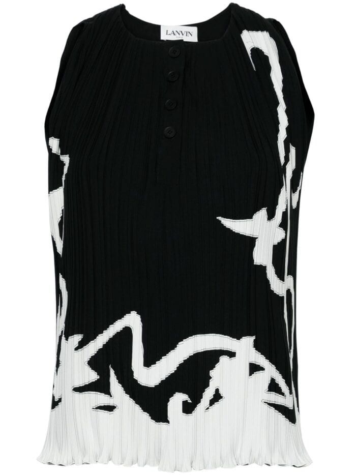 LANVIN Abstract-print Pleated Blouse