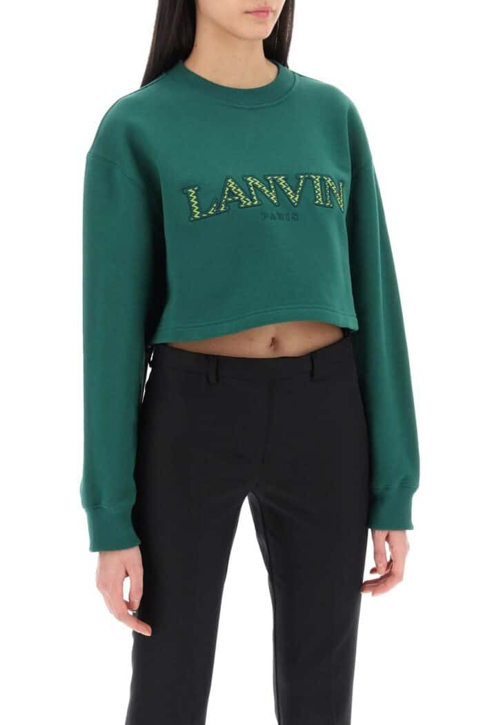 LANVIN Cropped Sweatshirt With Embroidered Logo Patch