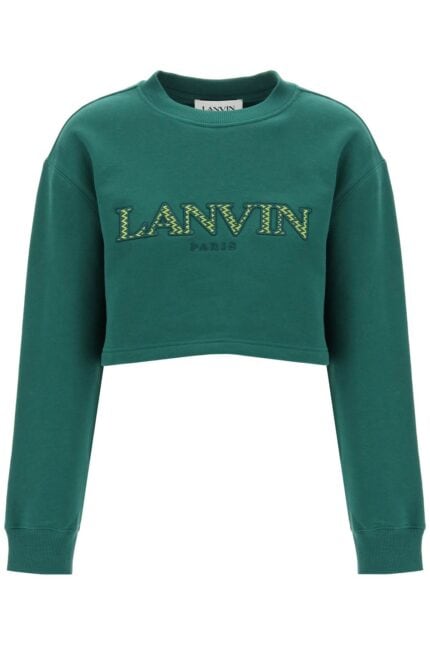 LANVIN Cropped Sweatshirt With Embroidered Logo Patch