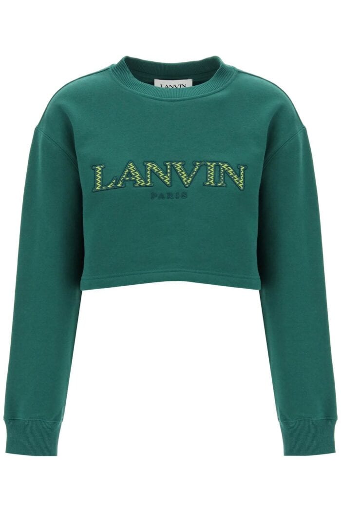 LANVIN Cropped Sweatshirt With Embroidered Logo Patch