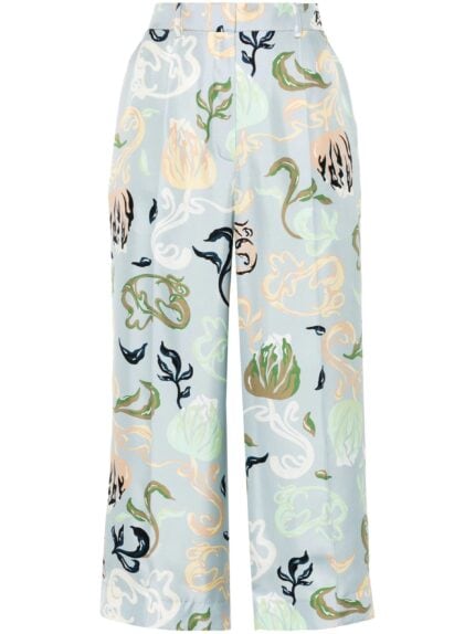 LANVIN Graphic-print Cropped Trousers