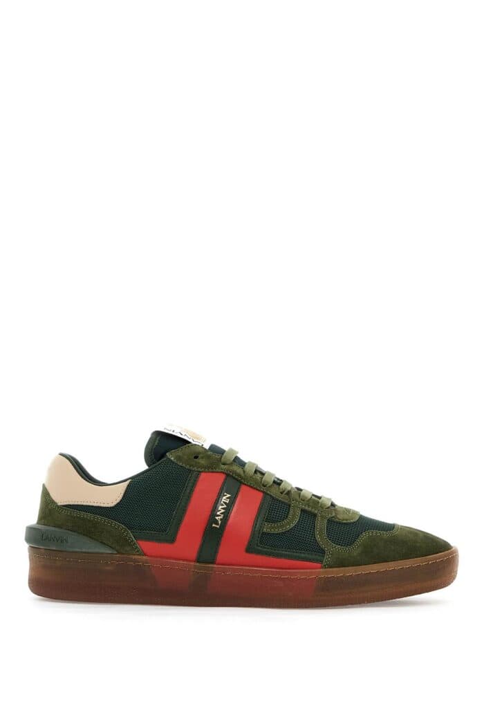 LANVIN "mesh And Leather Clay Sneakers With