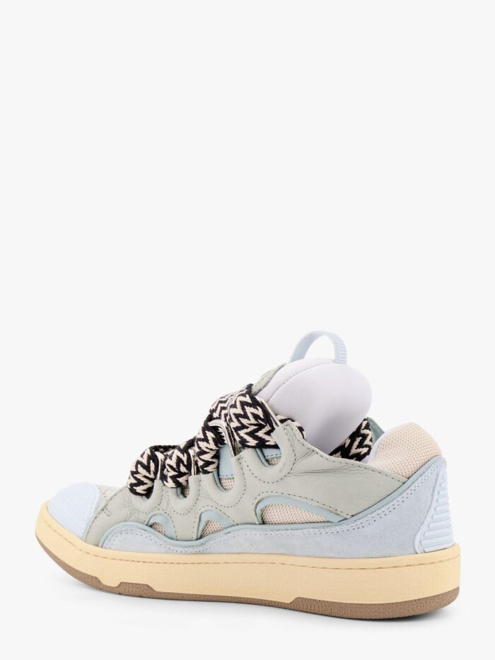LANVIN PARIS Curb Leather Sneakers With Mesh Inserts