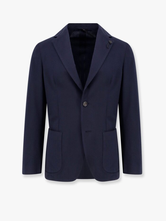 Lardini Cotton Blazer With Iconic Brooch