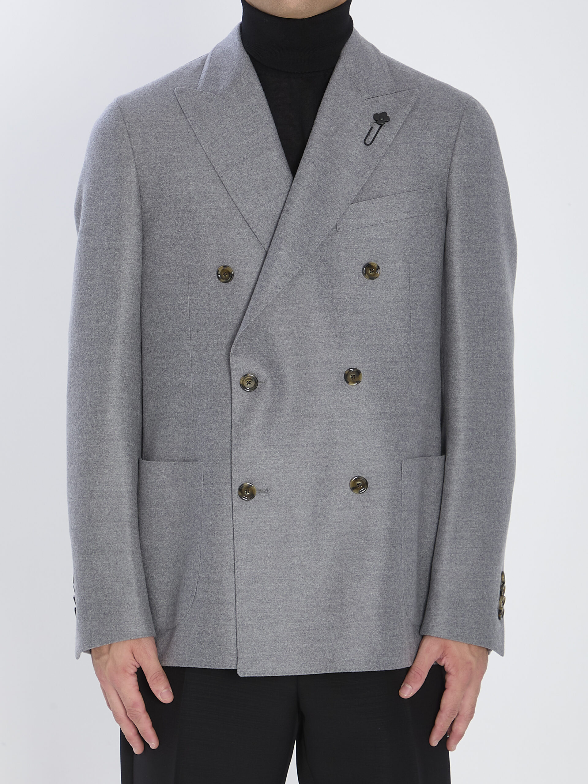 Lardini Double-breasted jacket in pure virgin wool