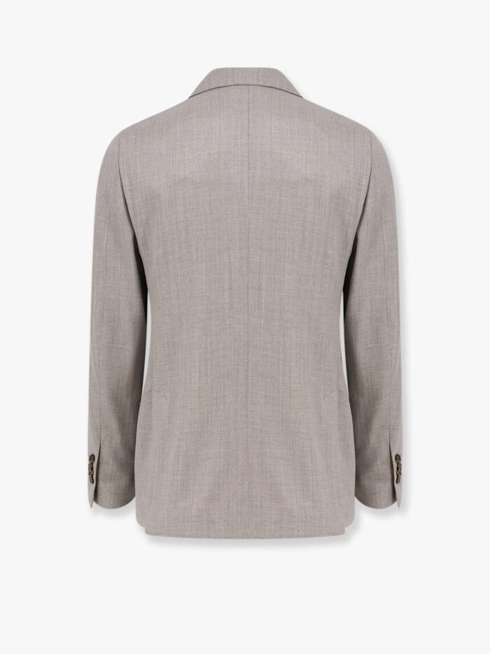 Lardini Double-breasted Wool Blend Blazer With Iconic Brooch