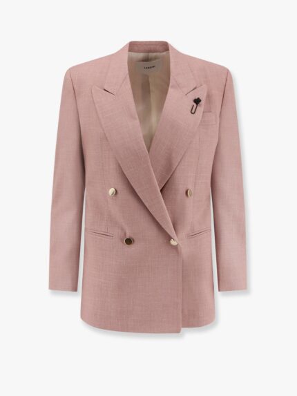 Lardini Double-breasted Wool, Silk And Linen Blazer With Metal Buttons