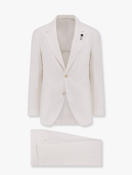 Lardini Feeling Linen Suit With Removable Iconic Brooch