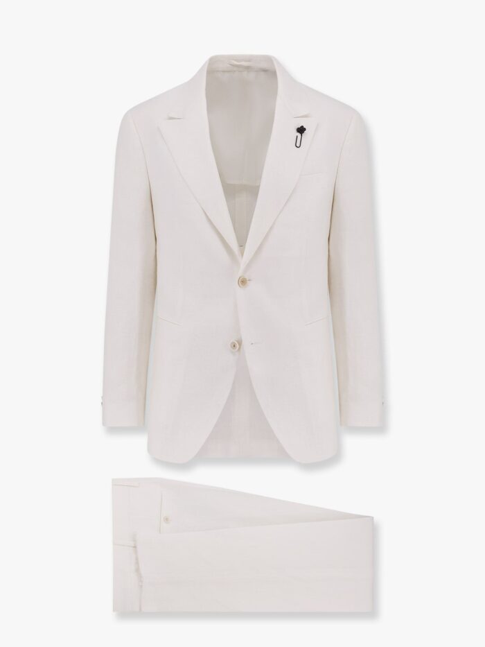 Lardini Feeling Linen Suit With Removable Iconic Brooch