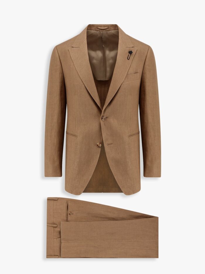 Lardini Feeling Linen Suit With Removable Iconic Brooch