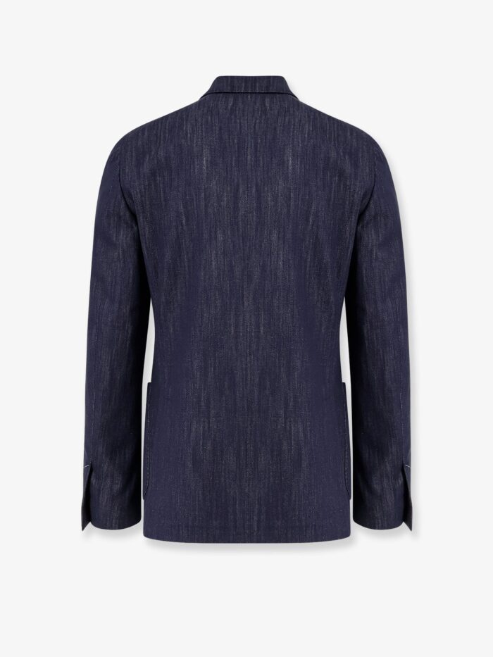 Lardini Roma Denim Blazer With Removable Iconic Brooch