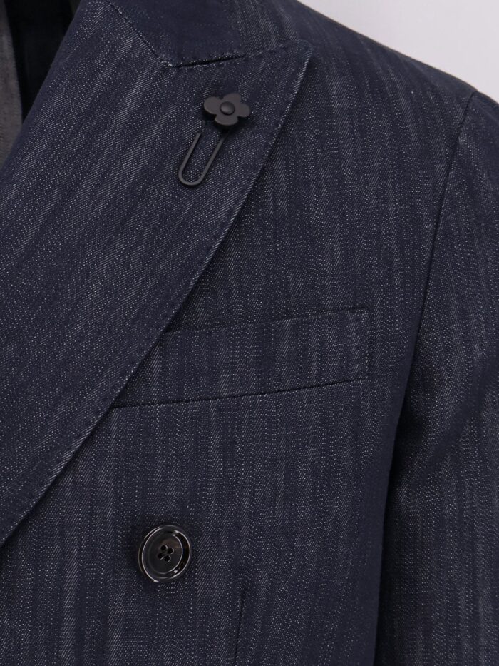 Lardini Roma Denim Blazer With Removable Iconic Brooch