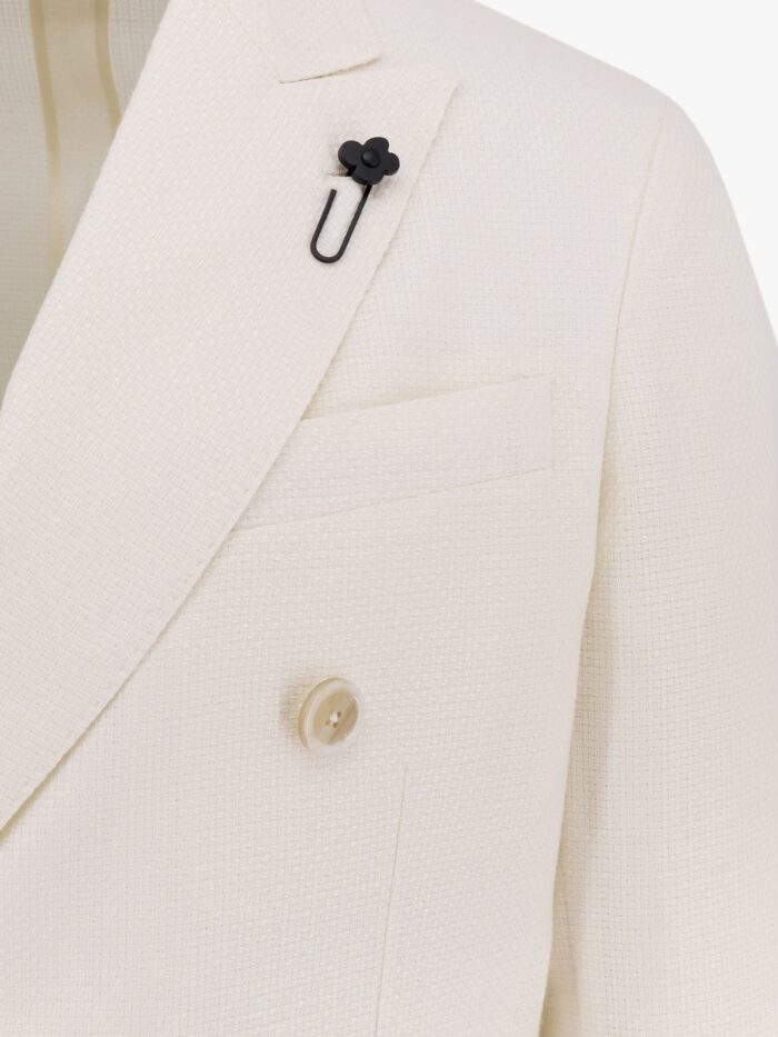 Lardini Roma Double-breasted Blazer With Removable Iconic Brooch