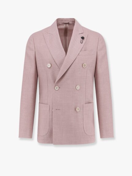 Lardini Roma Double-breasted Blazer With Removable Iconic Brooch