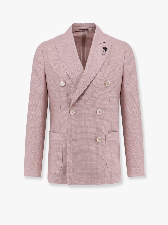 Lardini Roma Double-breasted Blazer With Removable Iconic Brooch