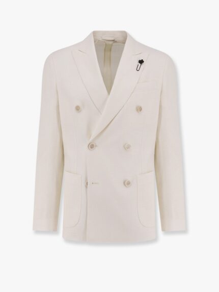 Lardini Roma Double-breasted Blazer With Removable Iconic Brooch