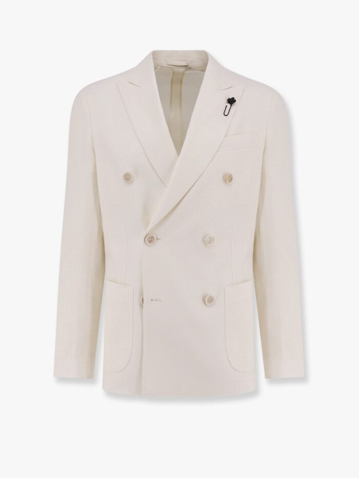 Lardini Roma Double-breasted Blazer With Removable Iconic Brooch