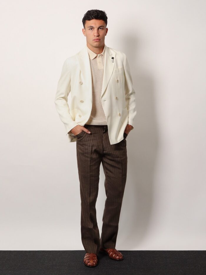 Lardini Roma Double-breasted Blazer With Removable Iconic Brooch
