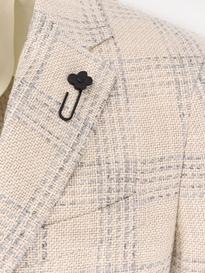 Lardini Silk Blend Blazer With Iconic Brooch