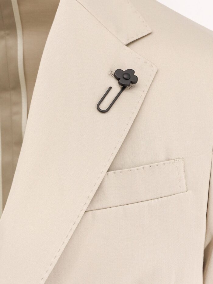 Lardini Stretch Cotton Suit With Iconic Removable Brooch