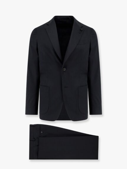 Lardini Stretch Cotton Suit With Iconic Removable Brooch