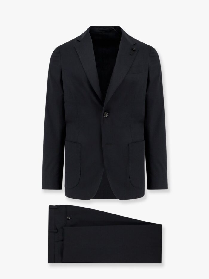 Lardini Stretch Cotton Suit With Iconic Removable Brooch