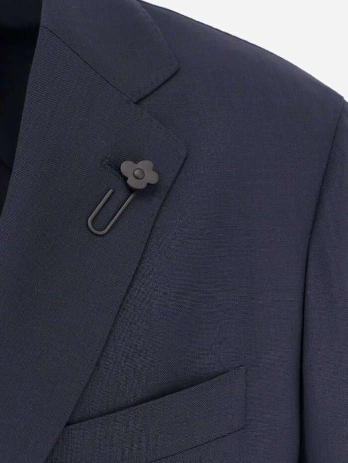Lardini Wool Blazer With Iconic Brooch