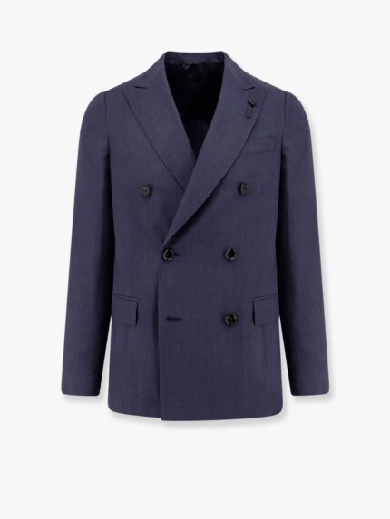 Lardini Wool Blend Blazer With Iconic Removable Brooch