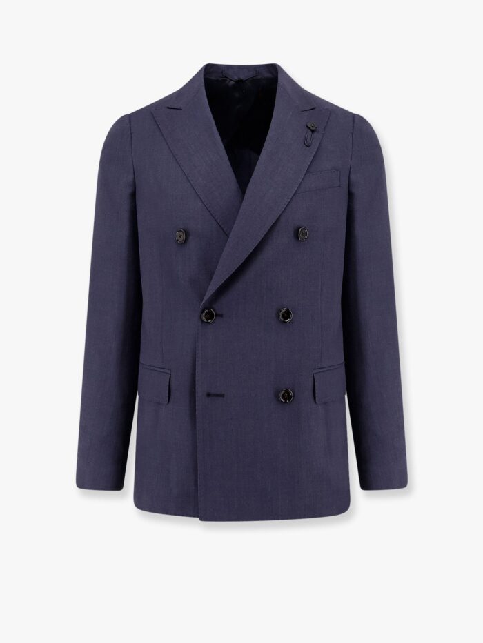 Lardini Wool Blend Blazer With Iconic Removable Brooch