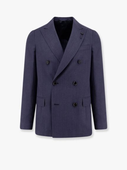 Lardini Wool Blend Blazer With Iconic Removable Brooch