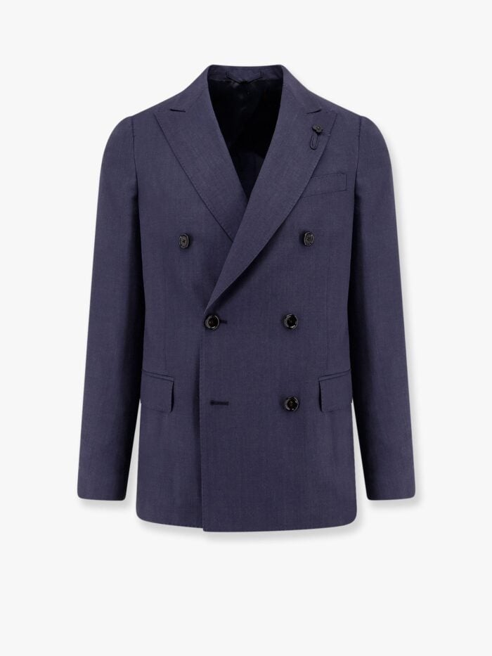 Lardini Wool Blend Blazer With Iconic Removable Brooch