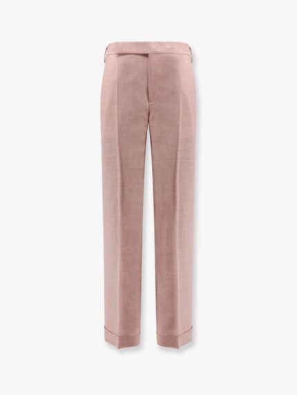 Lardini Wool, Silk And Linen Trouser With Fold