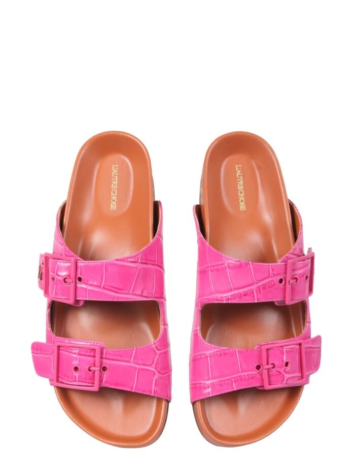 L'AUTRE CHOSE SANDALS WITH COCONUT PRINT LEATHER