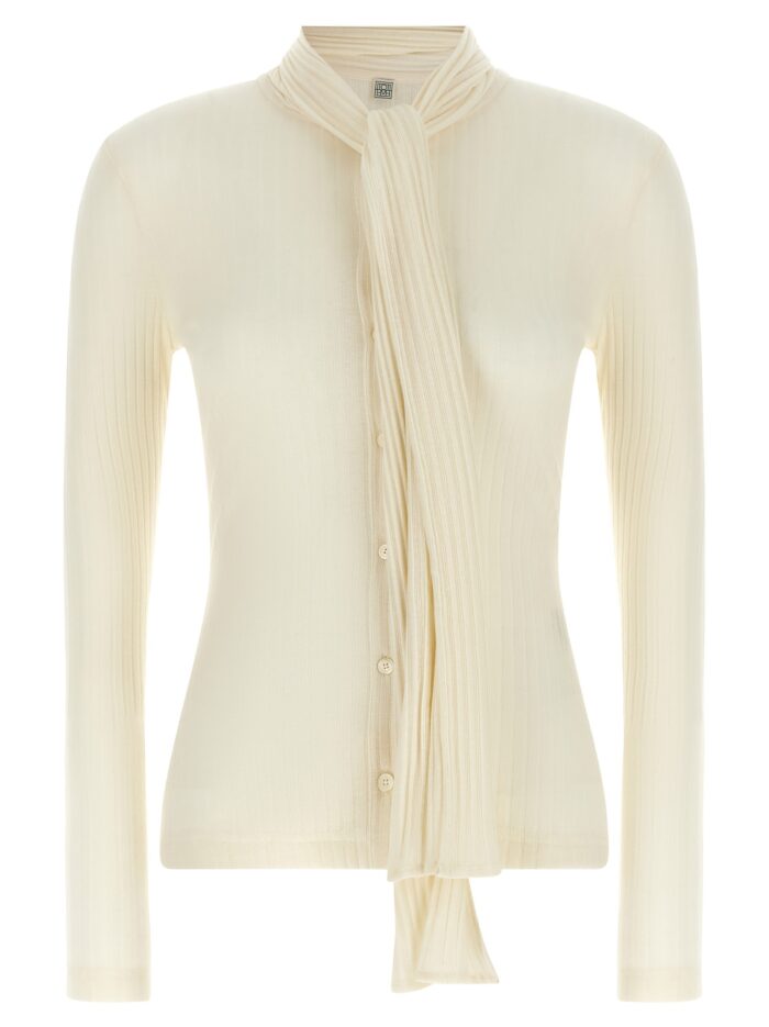 toteme lavallière neck cardigan TOTEME Lavallière Neck Cardigan