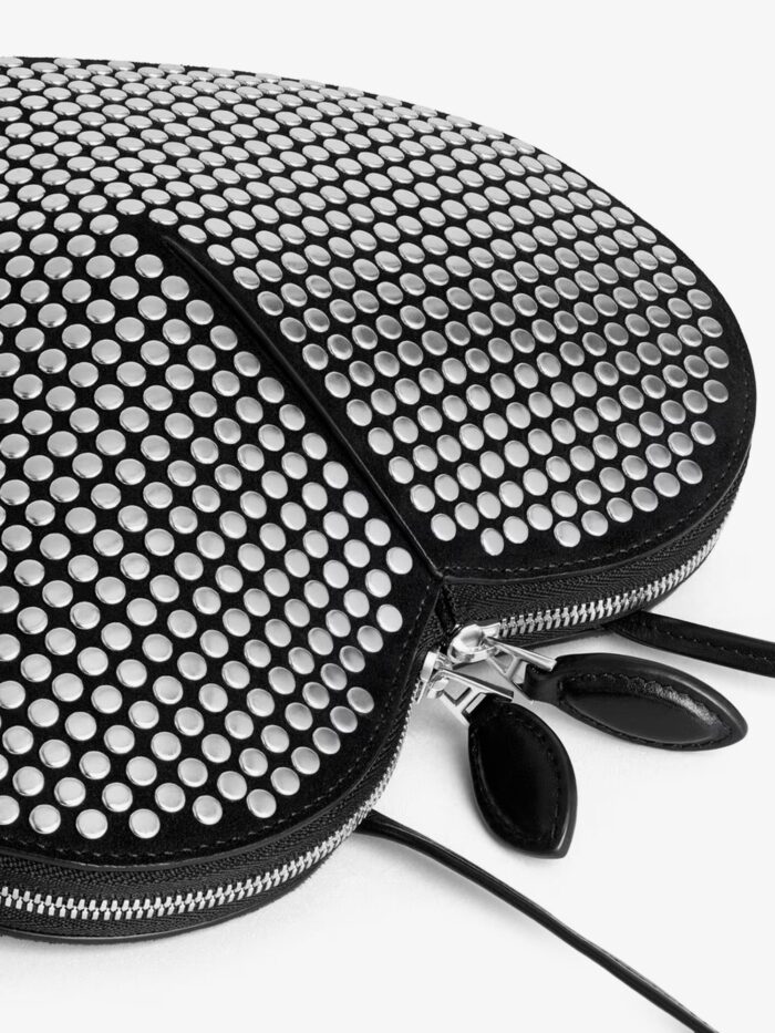 ALAIA Le Coeur Suede Shoulder Bag With All-over Studs