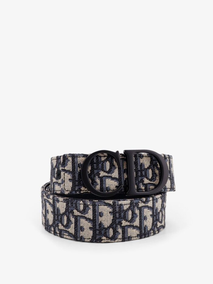 Leather And Dior Oblique Jacquard Fabric Belt