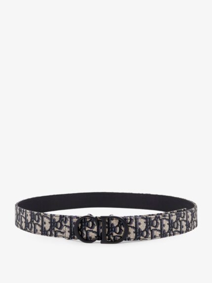 Leather And Dior Oblique Jacquard Fabric Belt