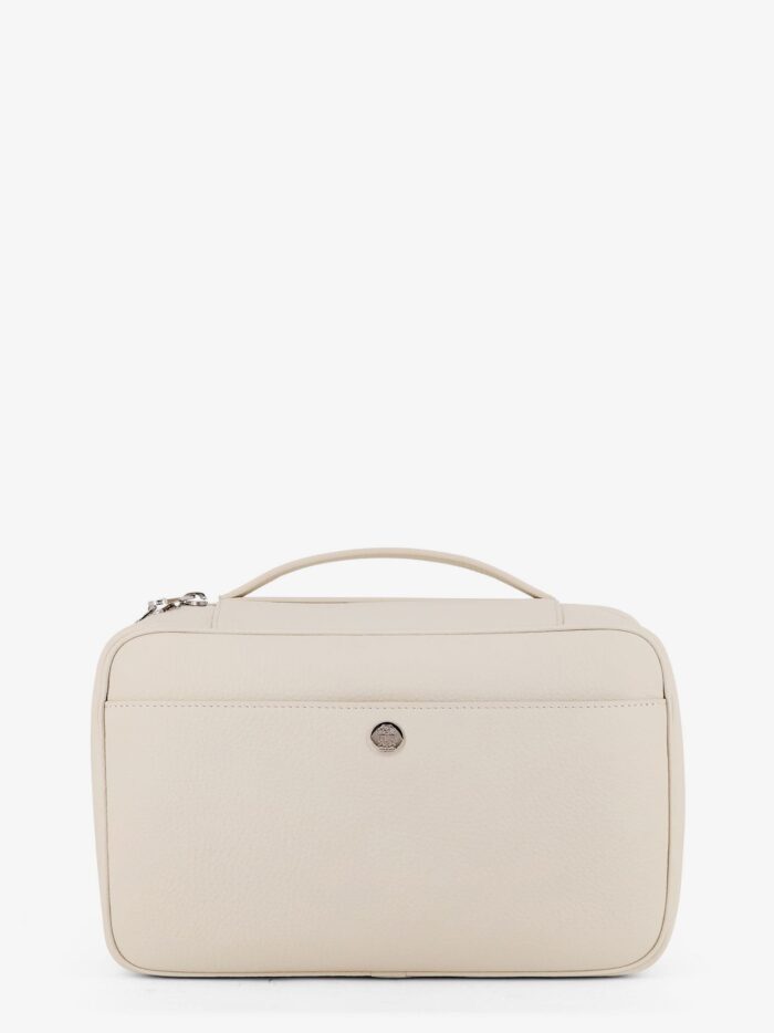 brunello cucinelli leather beauty case with metal logo detail Brunello Cucinelli Leather Beauty Case With Metal Logo Detail